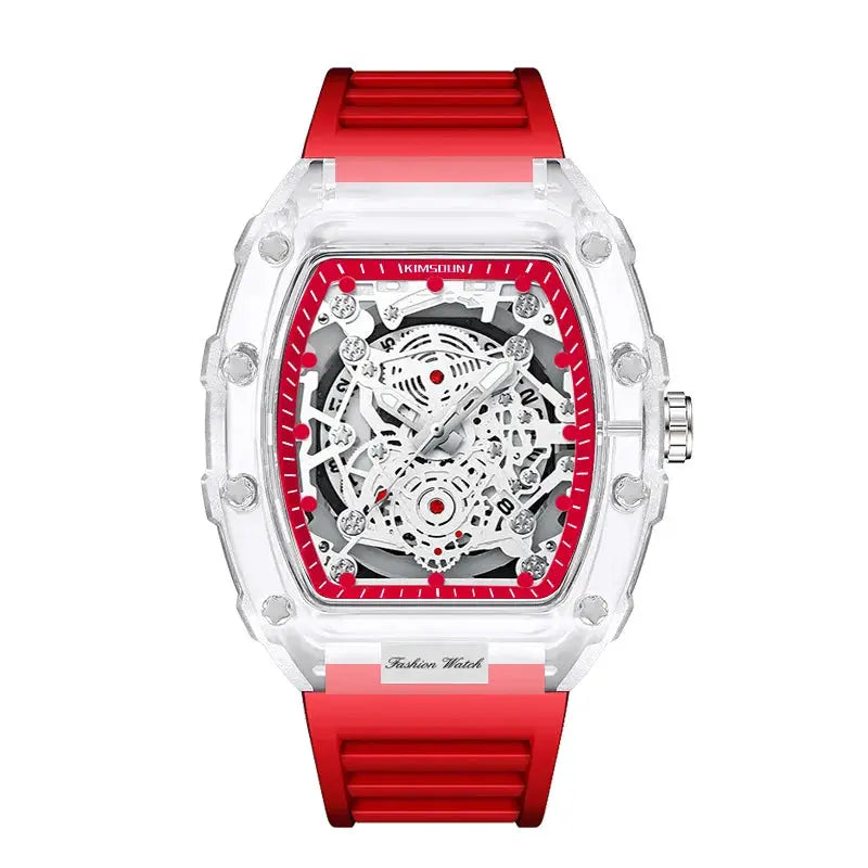 UTHAI BK134 Barrel Shaped Transparent Waterproof Quartz Watch for Men Fashionable Modern Style Durable Build