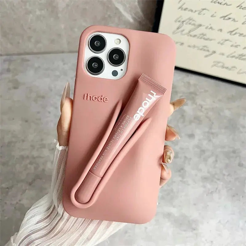 Lemontini Lip Gloss Silicone Phone Case For iPhone 11 Through 17 Pro Max Plus Air Makeup Inspired Lip Glaze