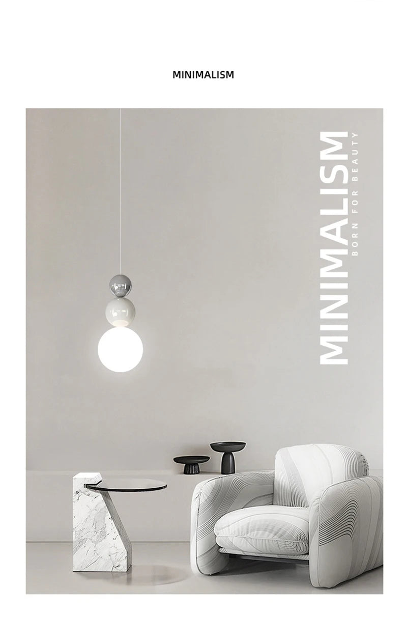 Nordic pendant light with three cream globes, modern LED fixture