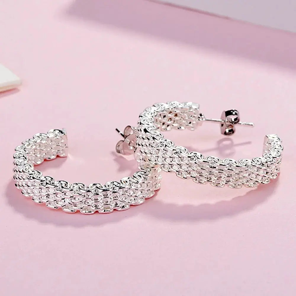 925 Sterling Silver Charms Stud Earrings For Women Gift Christmas Style Street All Match Party Jewelry