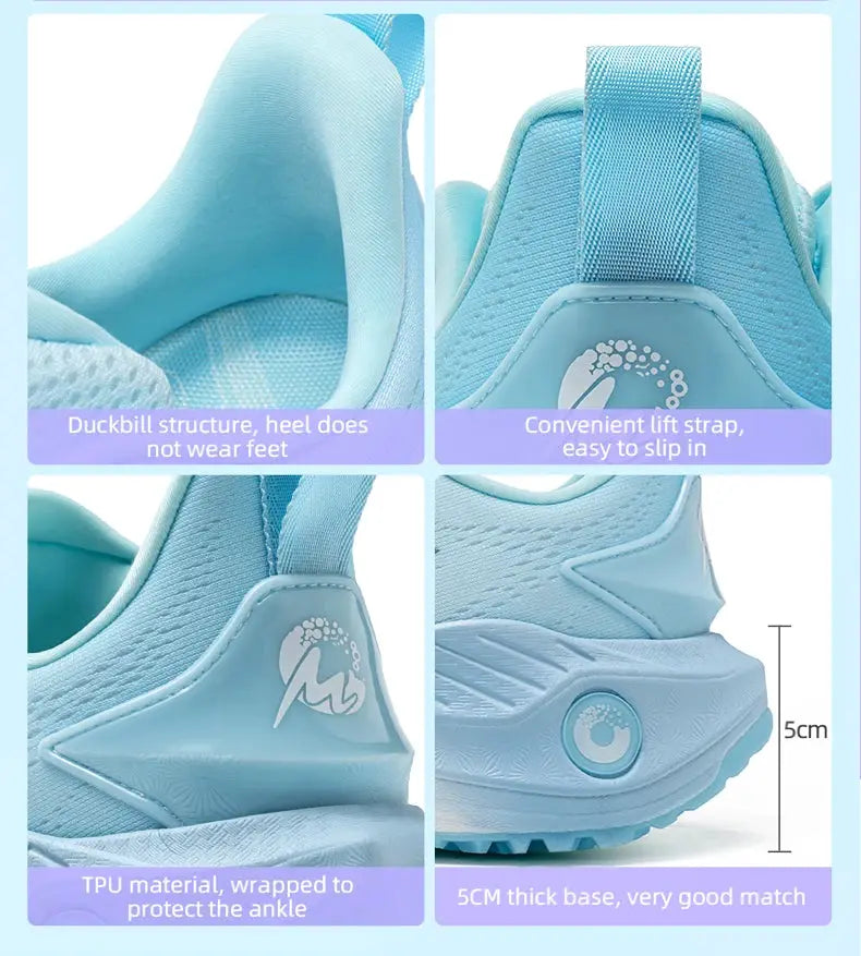 O-Resilio men's running shoes in light blue mesh, lace-up design with cushioned stability and pull-tab heel.