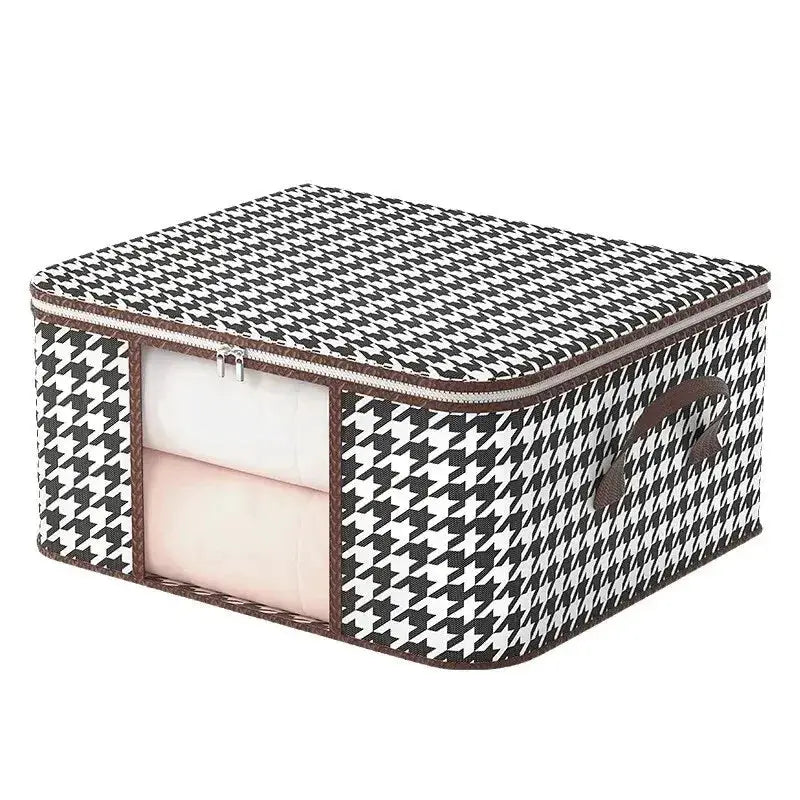 Large Capacity Storage Box With Handles For Clothes And Quilts Foldable Dustproof Zipper Closure Non Woven Fabric