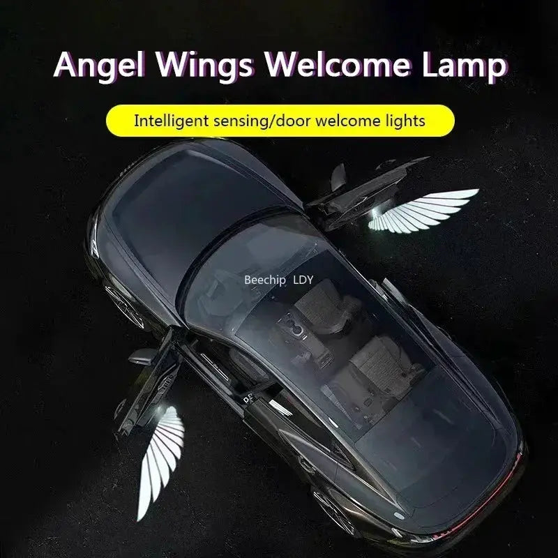 Simples Market Wireless HD Laser Car Door Projector LED Welcome Lights set (2/4 pcs), battery powered white LEDs