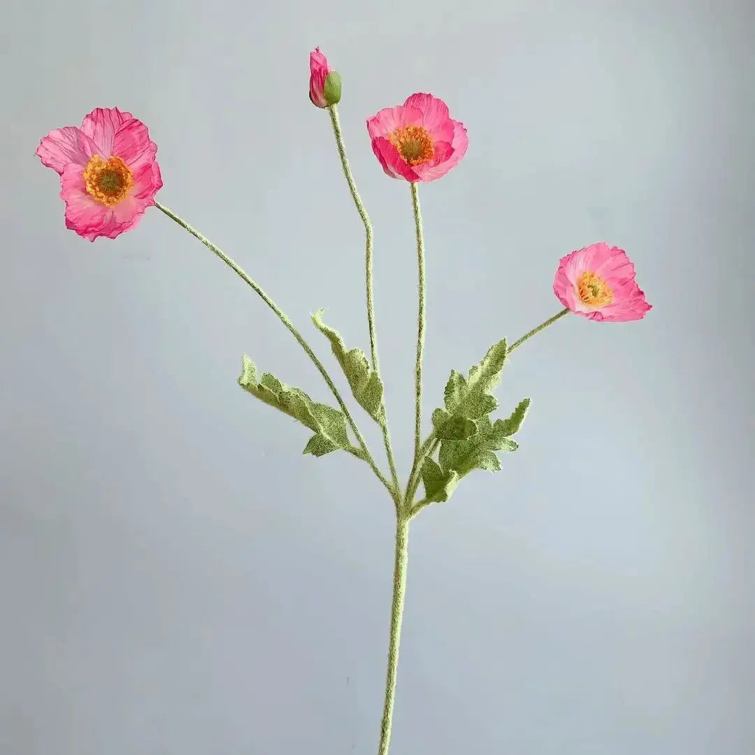 Artificial Silk Poppy Flowers Long Stem for Wedding Centerpieces and Bridal Bouquet Alternative Home Decor