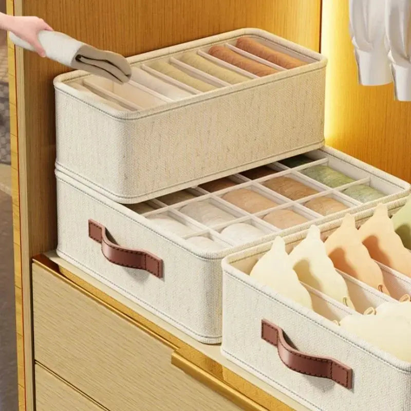 Fabric Drawer Organizers 1 To 5 Pack For Underwear Socks And Bras With Dividers Foldable Closet Shelf Organizer Box