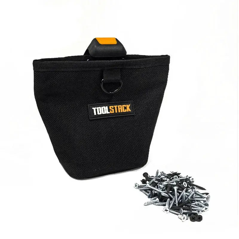 TOOLSTACK black multifunctional nails pouch with high-capacity waist bag for nails and screws; logo visible