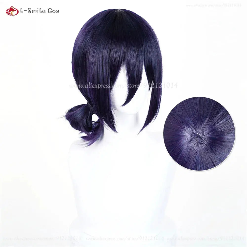 Anime Rezee cosplay wig by 6-Smile Cos, 45cm purple heat-resistant synthetic wig with choker