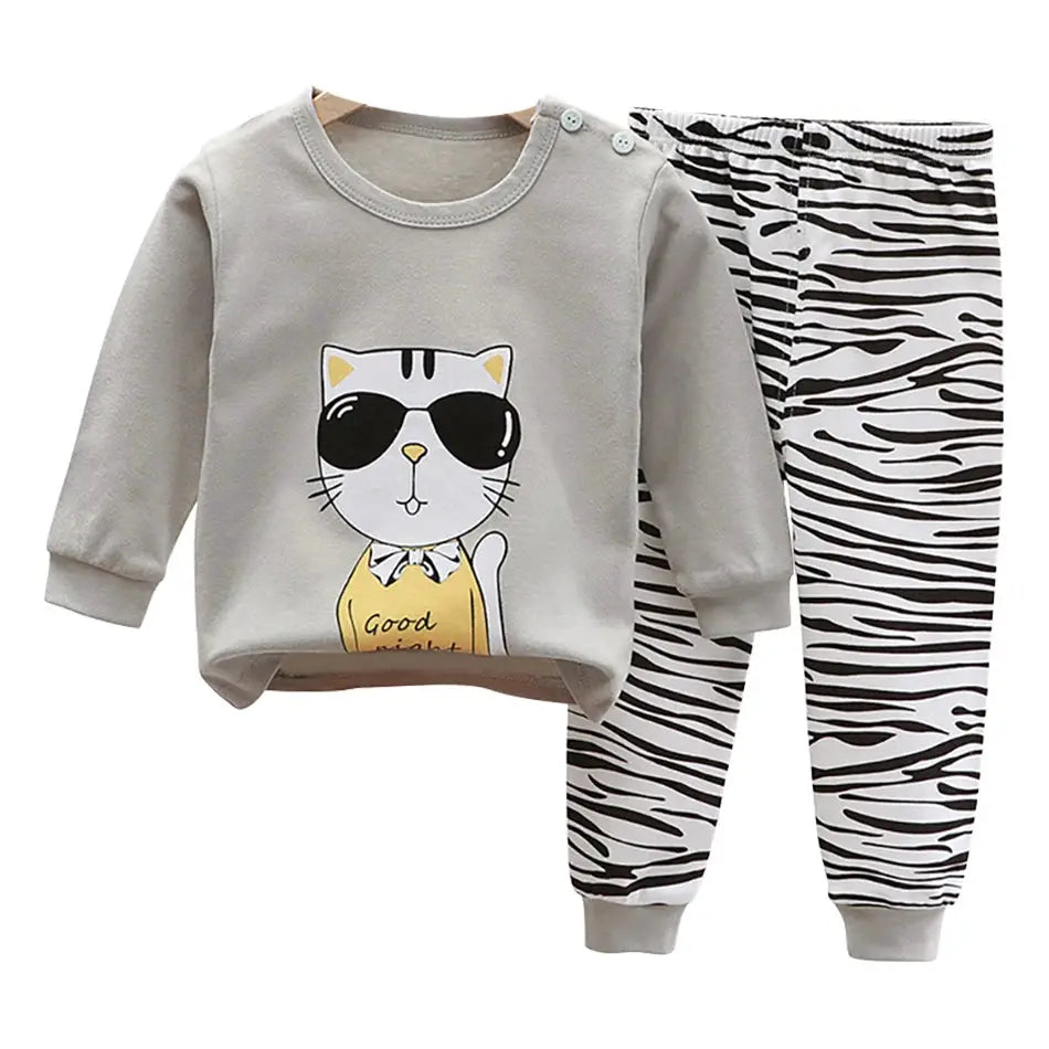 Cartoon Unicorn Kids Sleepwear Unisex Pajama Sets Durable Soft Warm Autumn Clothing Everyday Comfort