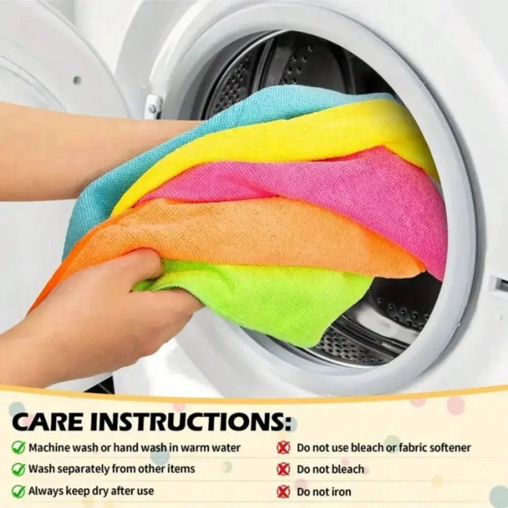 Microfiber cleaning cloth set, multi-color, 5 pcs, quick-drying absorbent for kitchen and bathroom