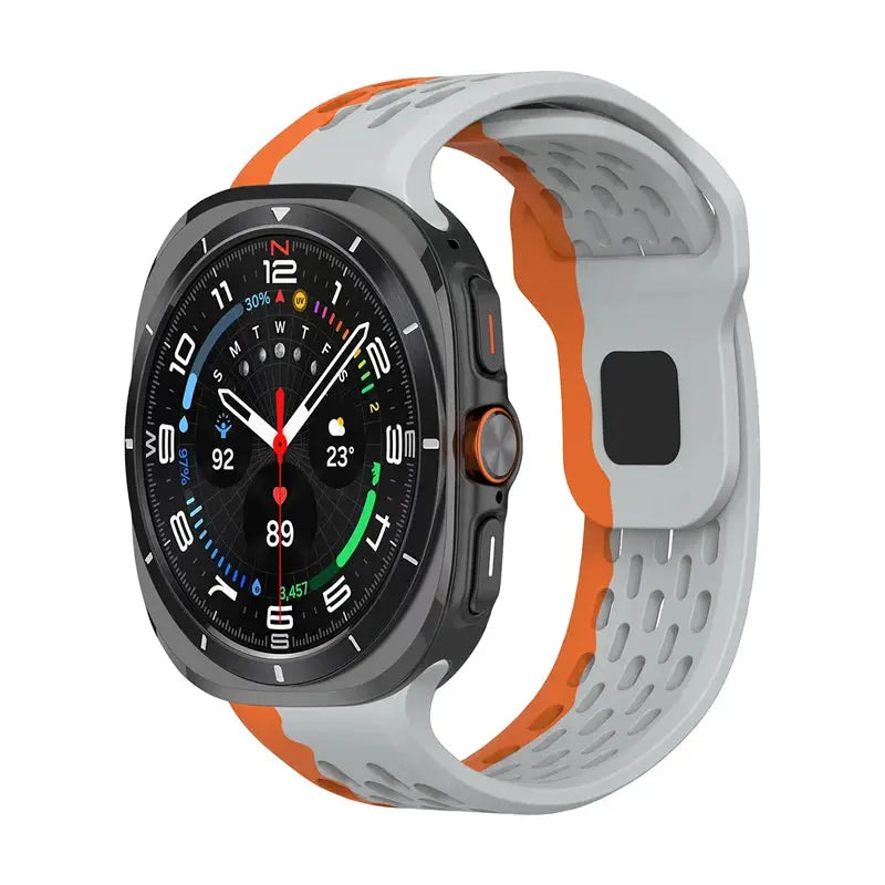 Marine silicone strap for Samsung Galaxy Watch Ultra 2 47mm, two-tone grey/orange, Simples Market