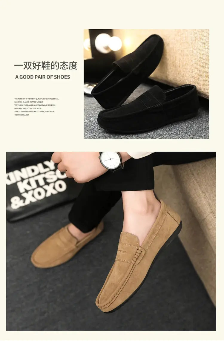 Simples Market two pairs of casual men's driving loafers in black and tan