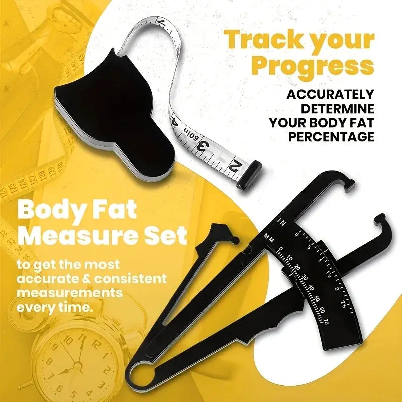 Body Fat Caliper And Waist Measurement Tape Set Handheld Portable Fitness Measuring Tool