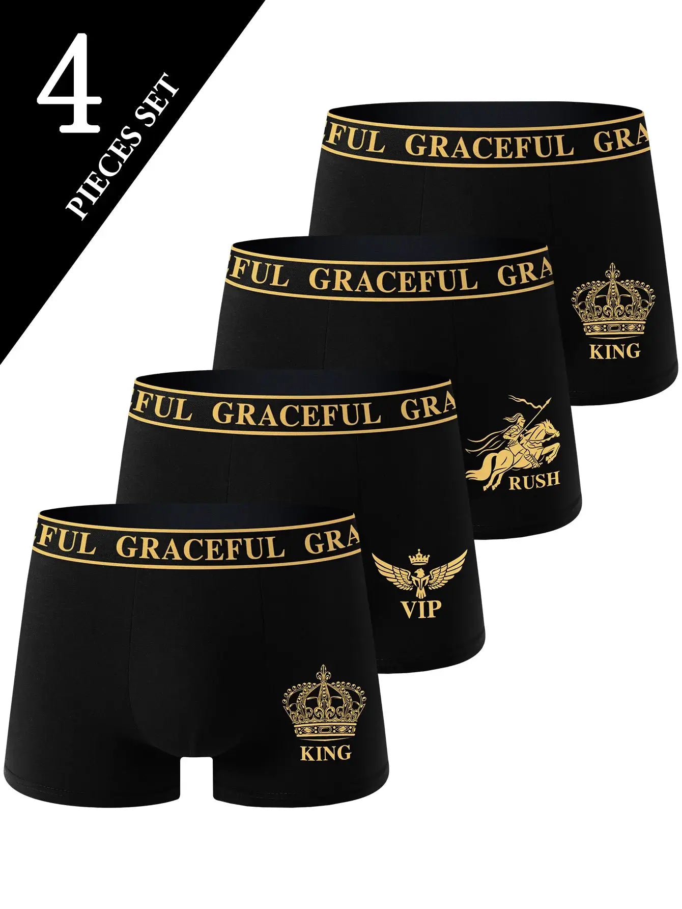 Men's 4 Pack Boxer Briefs Soft Breathable Polyester Underwear