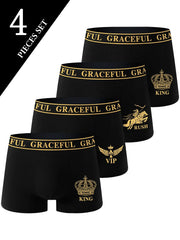 Men's 4 Pack Boxer Briefs Soft Breathable Polyester Underwear