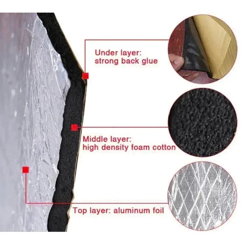 Car Sound Deadening Mat 2000x500mm and 250x400mm Closed Cell Foam Heat and Noise Insulation 5 and 10mm