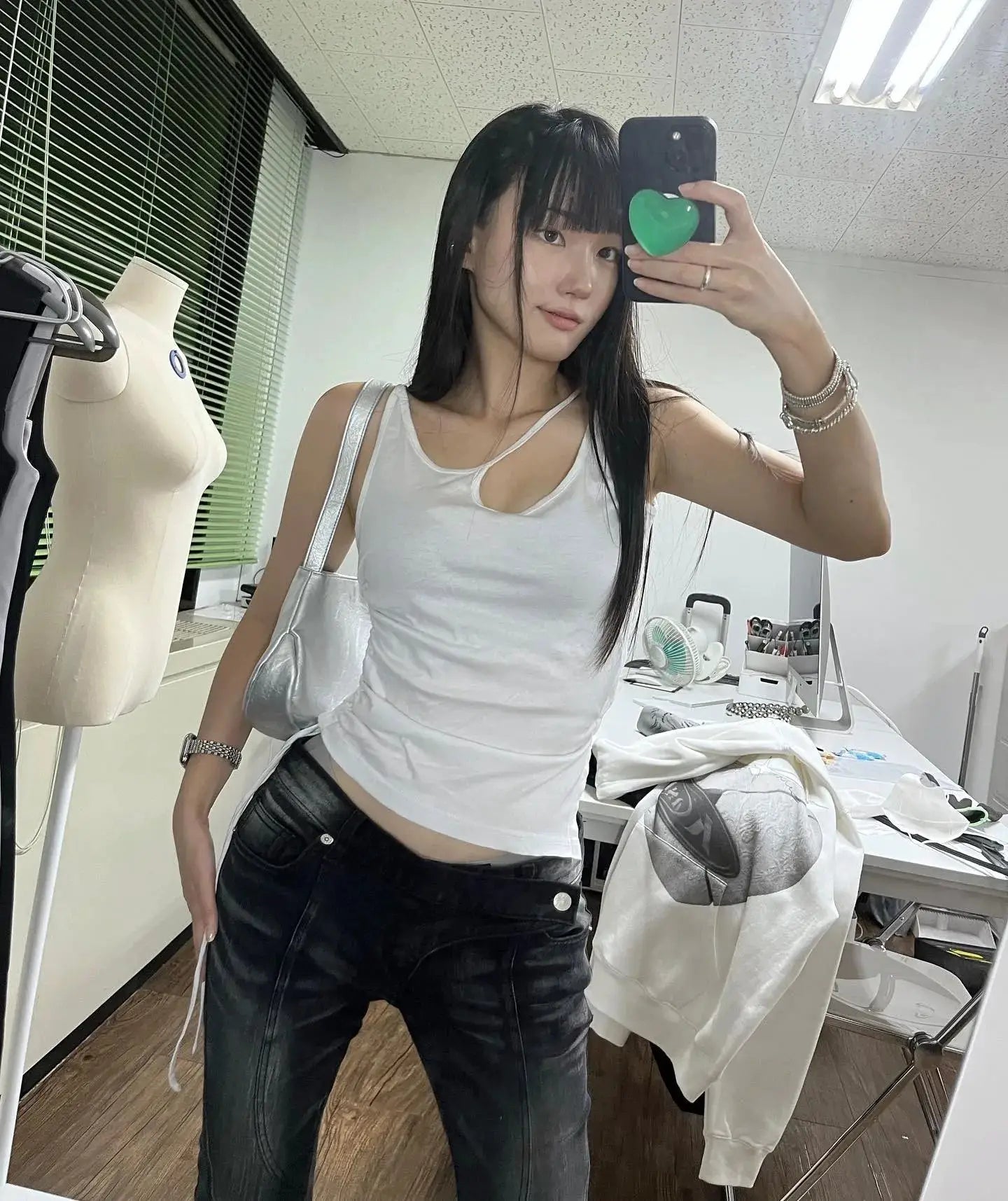Vintage Distressed Asymmetrical Low Waist Jeans Grunge Flare Denim