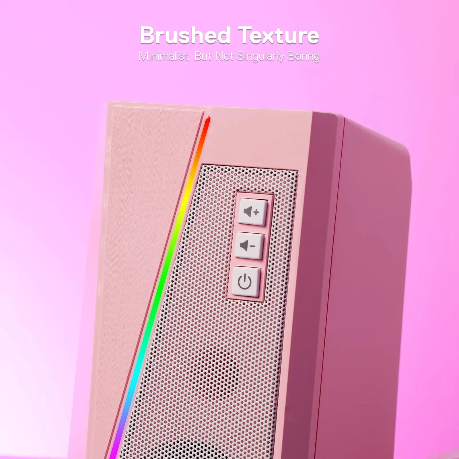 Redragon GS520 RGB desktop speakers pink and white with LED edge lighting and control panel