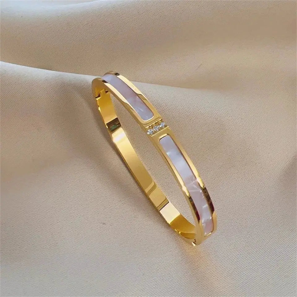 ZAKOL Sparkling Zirconia Inlaid Stainless Steel Bracelet Set For Women Stackable Bangles Non Fading Jewelry Gift