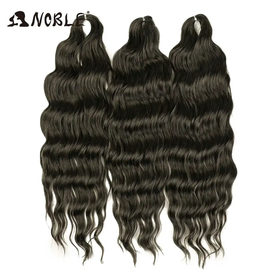 Noble Hair synthetic loose deep wave 24in braiding extensions; three bundles in dark black