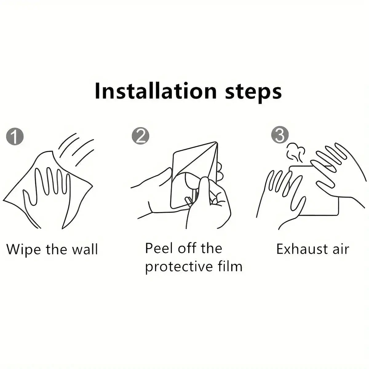 Simples Market 25pcs marble-pattern 3D tile stickers installation steps: wipe wall, peel film, exhaust air
