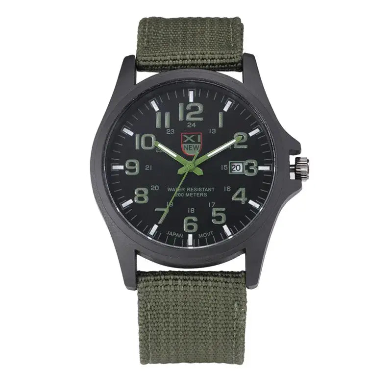 XINEW Mens Nylon Band Quartz Sports Watch With Date Display Casual Everyday Timepiece