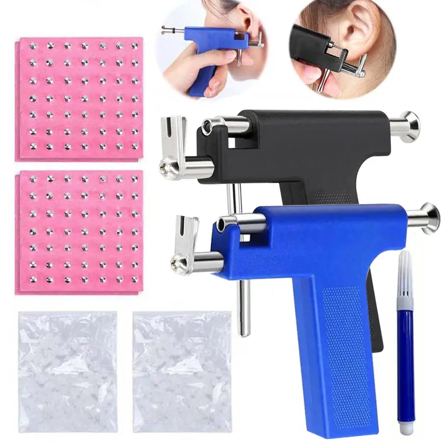 Professional Ear Piercing Gun Kit With 98 Stainless Steel Stud Earrings For Home And Salon Use
