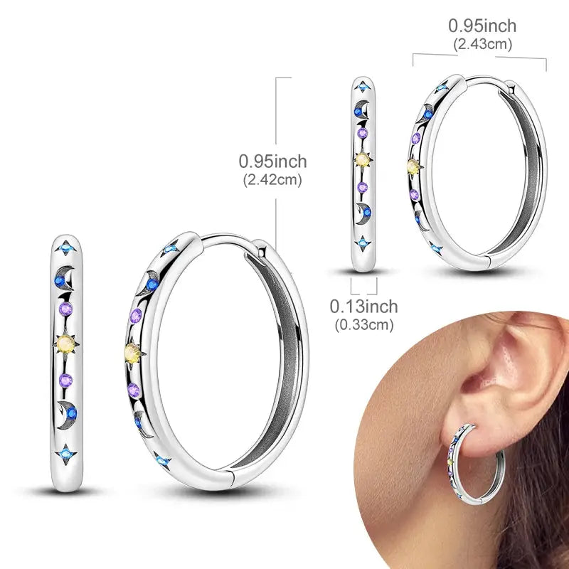 925 Sterling Silver Hoop Earrings Hypoallergenic Zirconia Hoops For Women Girls High Quality Fashion Jewelry