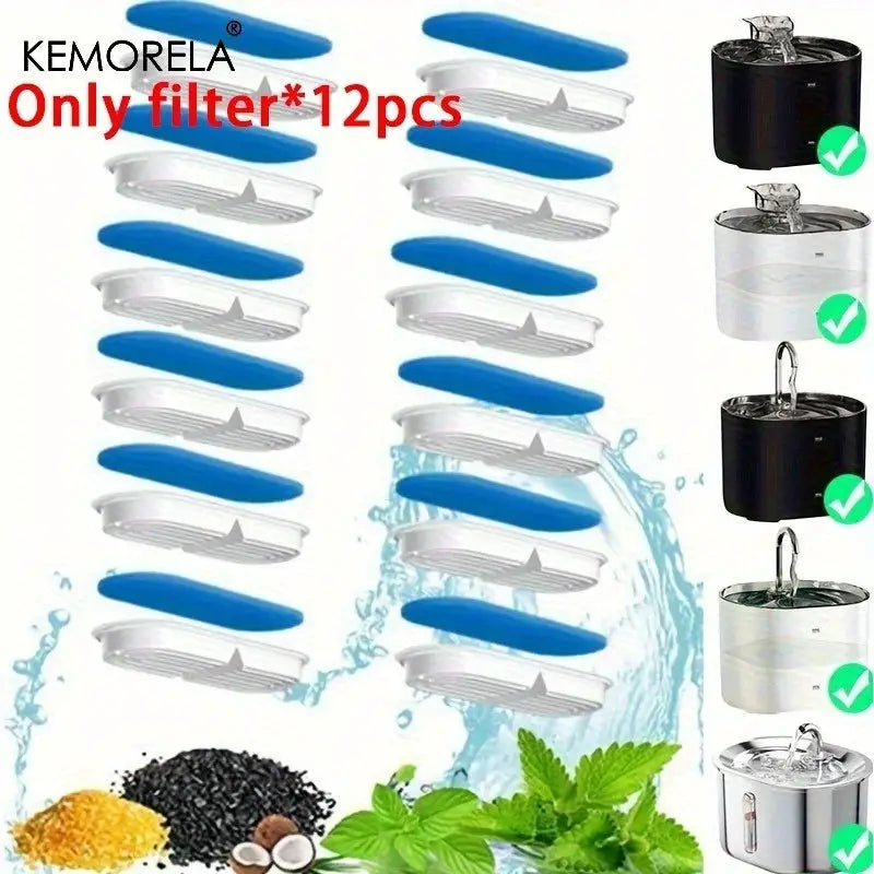 8 To 12 Pack Activated Carbon Cat Water Dispenser Filters Traps Impurities And Improves Water Taste For Pets