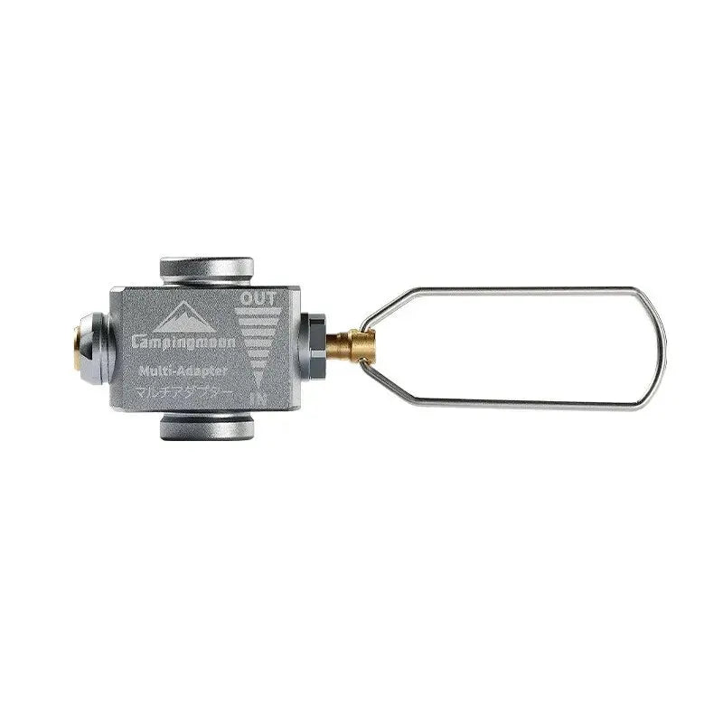 CAMPINGMOON Z15 gas tank multi-adapter with pressure relief valve; gray metal body, Simples Market