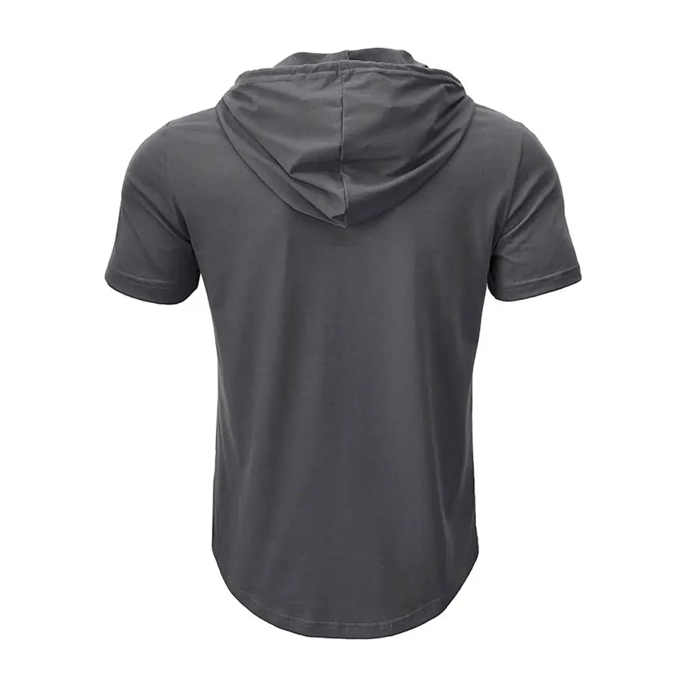 Men's Slim Fit Hooded Short Sleeve Tee Breathable Lightweight Sports Top For Fitness And Summer Wear