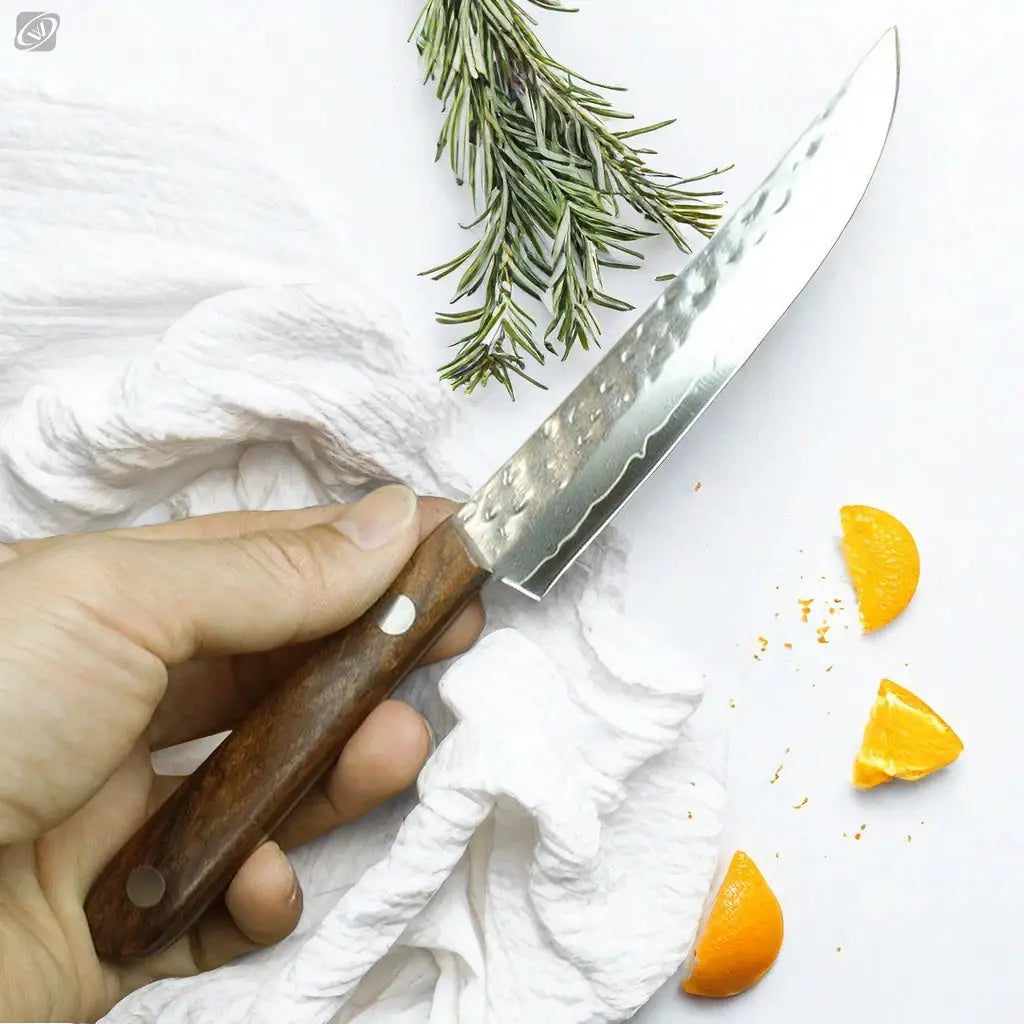 67 Ply Forged Damascus Steel Fruit Knife With Sharp Blade For Peeling And Boning Solid Wood Handle Kitchen Knife