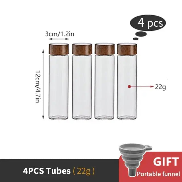 Coffeware Elegant Glass Coffee Beans Storage Tube Display Rack Set For Single Dose Espresso Accessory And Barista Tool