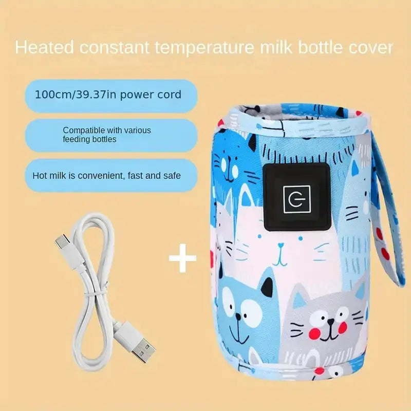 USB Milk Warmer with Travel Insulated Bag Portable Nursing Bottle Heater for Baby Feeding Christmas Halloween