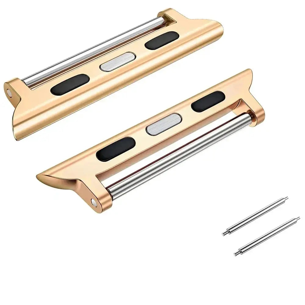 Gold-tone Apple Watch band adapter with two stainless steel pins for Ultra 2/Series 6/5/4/SE