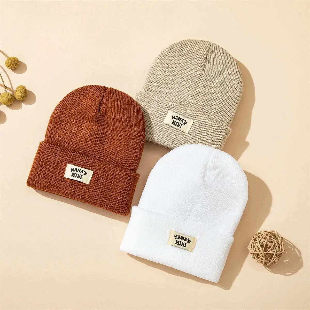 Clearance 3 Piece Set Baby Knitted Hat Winter Warm Cap With Letters Unisex For Boys And Girls Ages 0 To 24 Months