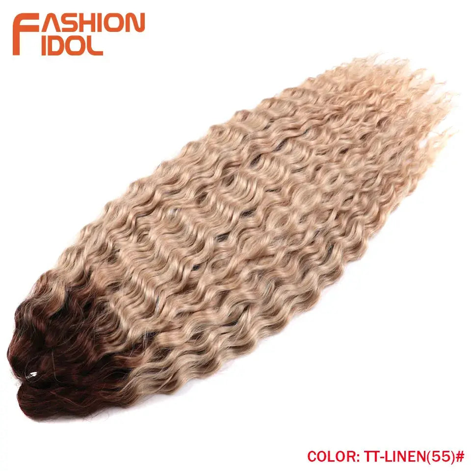 Fashion Idol Ariel Hair 24 Inch Synthetic Crochet Twist Water Wave Braiding Extension Ombre Blonde Brown 60 Strands