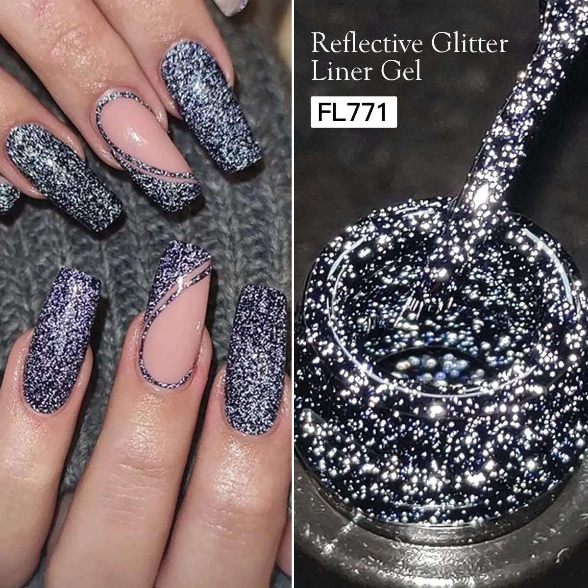 Four Lily Reflective Glitter Liner Nail Gel Polish 5ml Gold Silver Red Shine For UV LED Lamps