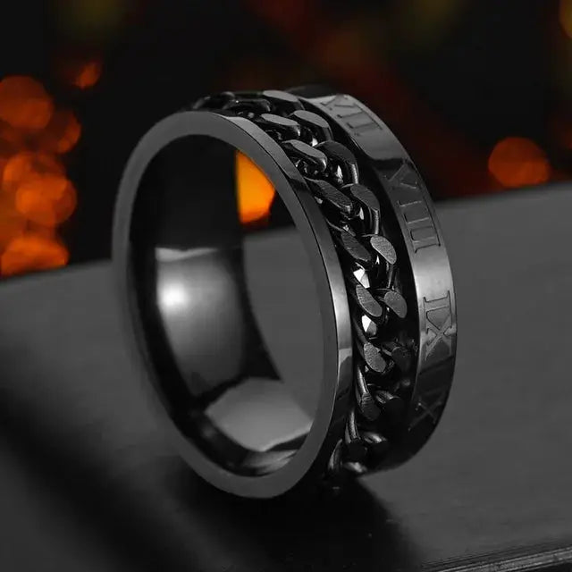 Stainless Steel Rotating Chain Ring for Men and Women High Quality Spinner Punk Jewelry for Parties Gift