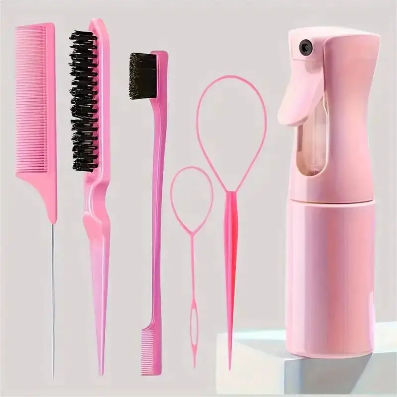 AuroraPro Six Piece Hair Styling Kit Versatile Braiding Teasing Edge Control Tools For All Hair Types