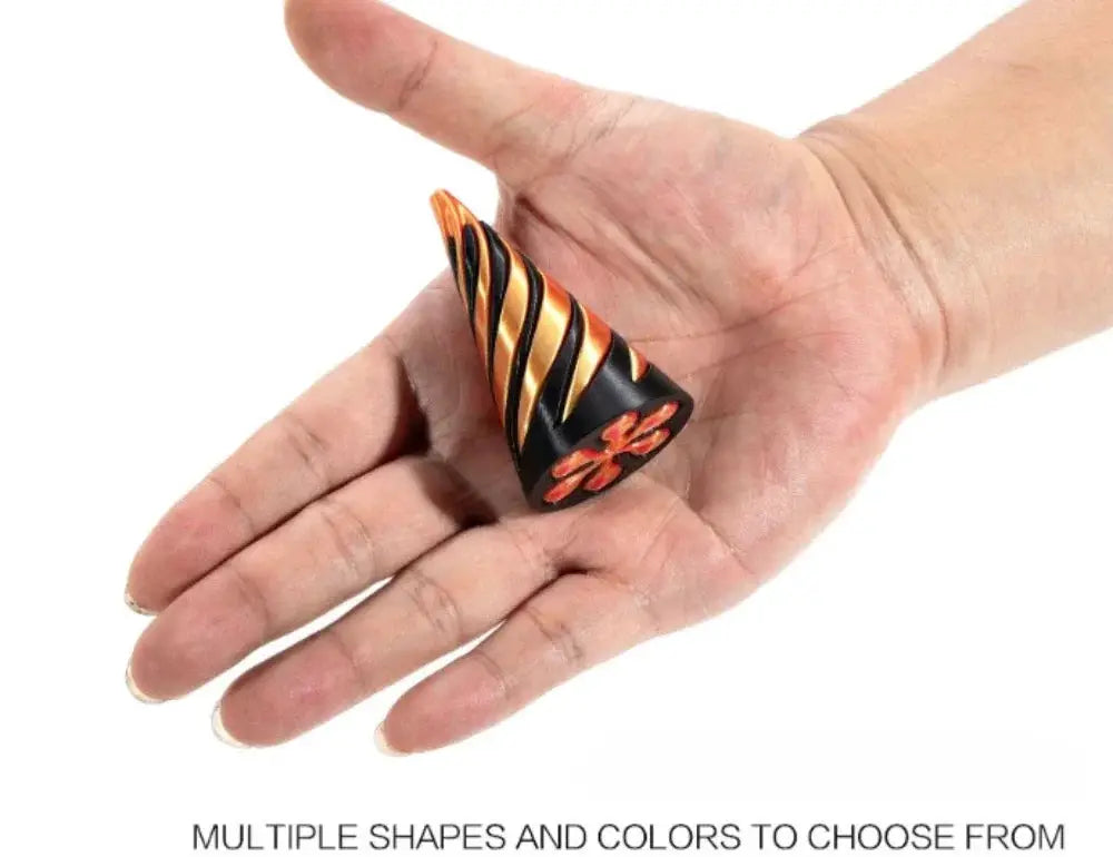 Simples Market 3D printed helix screw rotating toy, black and orange spiral cone stress-relief sculpture
