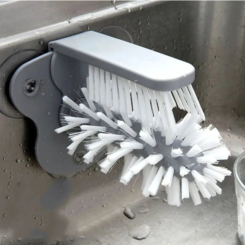 2 In 1 Cup Scrubber With Suction Cup Base For Hands Free Cleaning Of Glasses Mugs And Wine Bottles In Kitchen