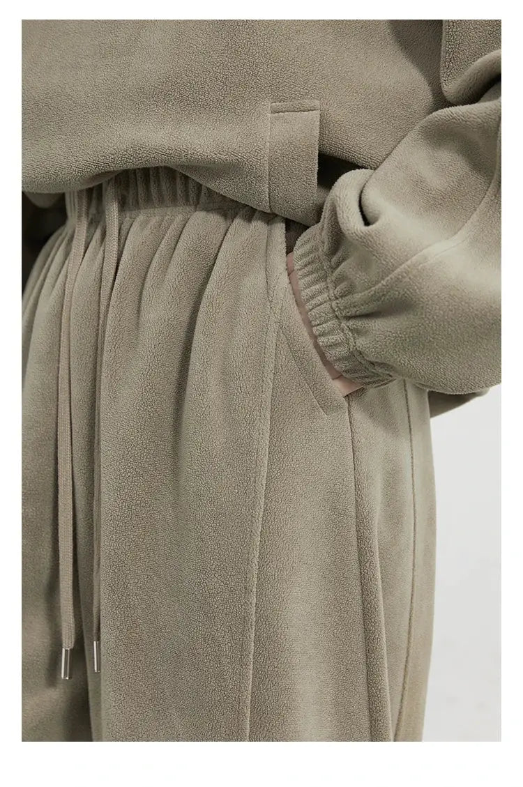 CHIC VEN Women's Velvet Sweatsuit Set Stand Collar Top Wide Leg Pants