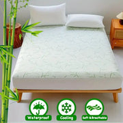 Simples Market bamboo mattress cover, waterproof and breathable cooling fitted sheet with 6-14in deep pocket