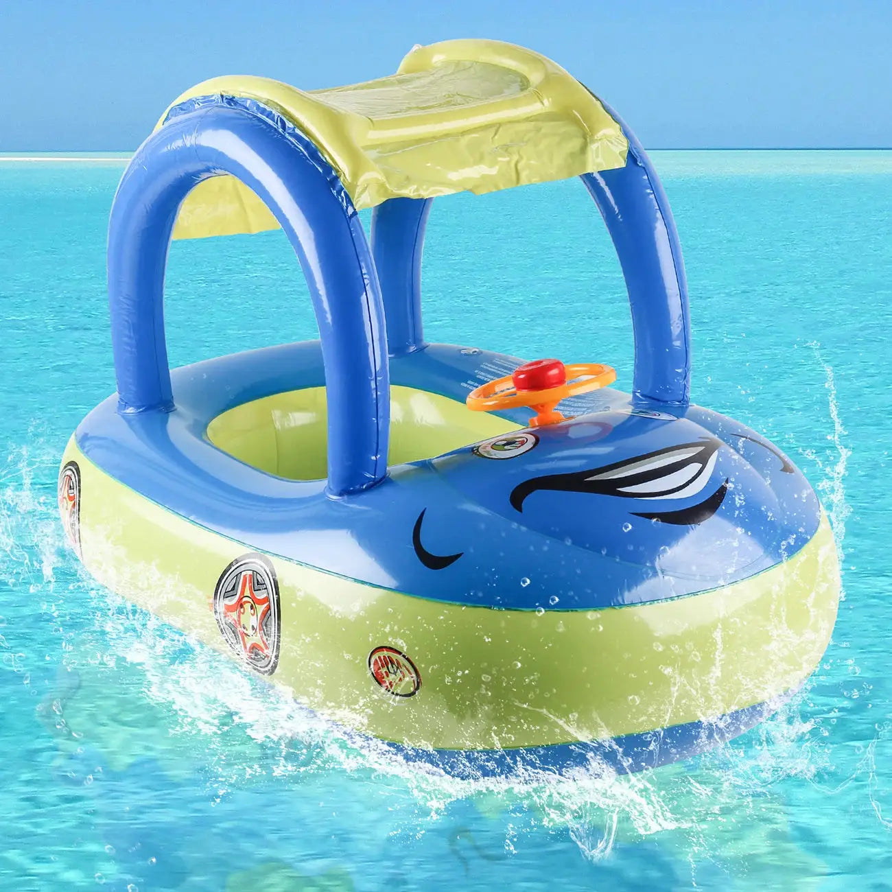 Car Shaped Toddler Pool Float For Kids Age 4 To 6 Bright Beach Toy Swim Ring Safe Durable