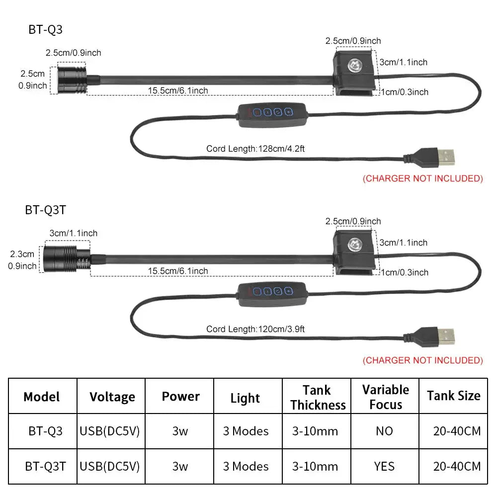 USB Powered Aquarium Light Clip On LED 3W Grow Light For Fish Tank Waterproof Aquatic Plant Lighting