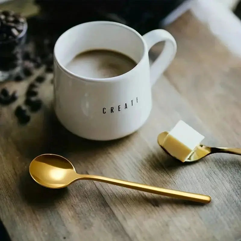 10 Piece Stainless Steel Spoon Set For Coffee Dessert Teaspoons And Seasoning Spoons Ideal For Home Cafe Party Kitchen