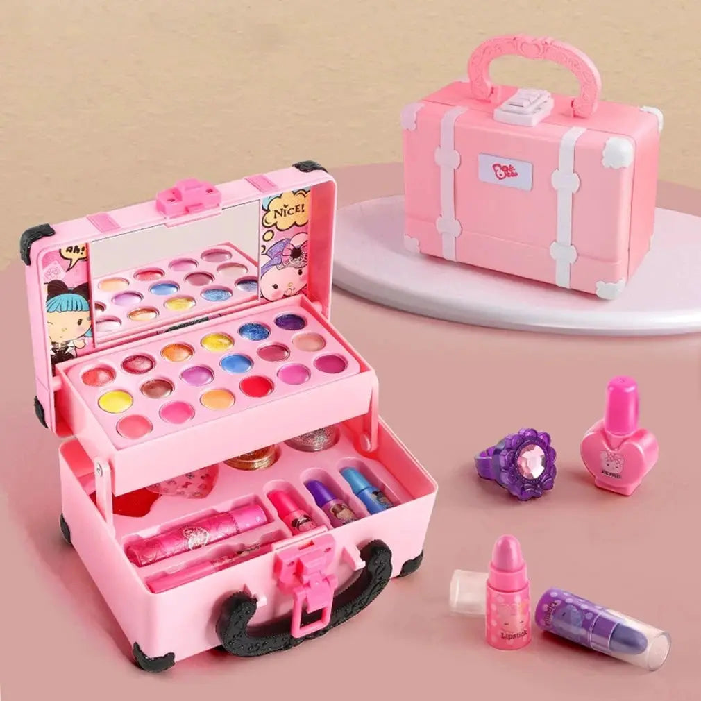 Kids Princess Makeup Set Pretend Play Box Non Toxic Safe Cosmetic Kit With Lipstick And Eyeshadow For Girls