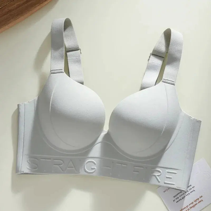Simples Market white molded-cup bra with wide back band and adjustable straps