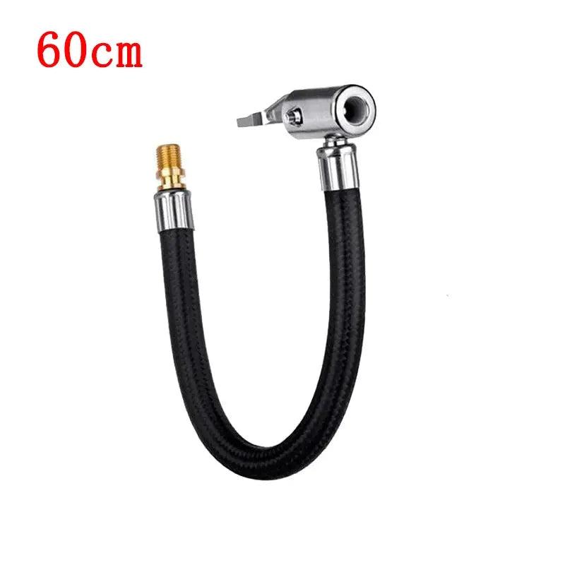 Simples Market 60cm car tire inflator extension hose with brass adapter and tire chuck, black