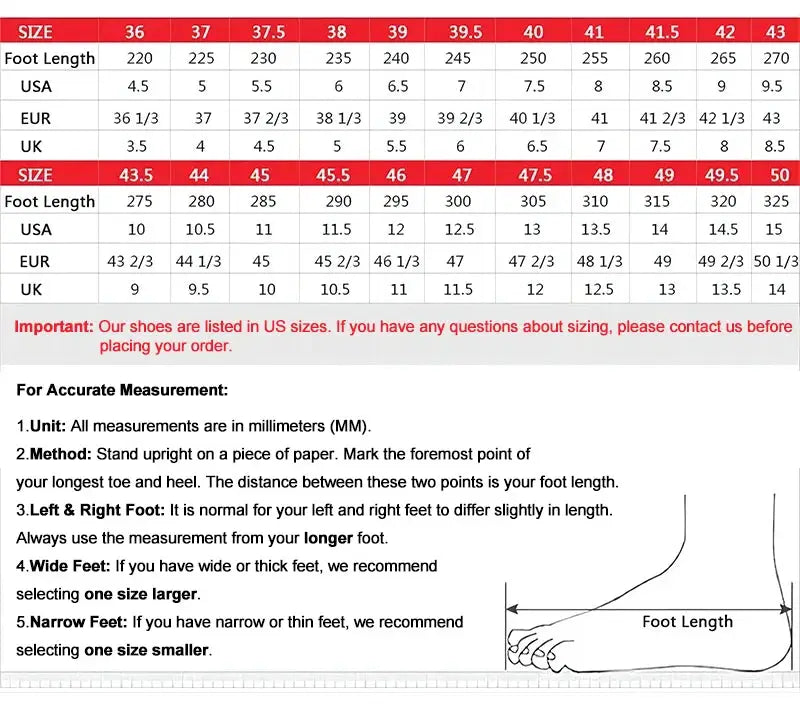 Li-Ning FEIDIAN 5 Challenger racing shoes size chart and foot-measurement guide (US/EU/UK), Simples Market